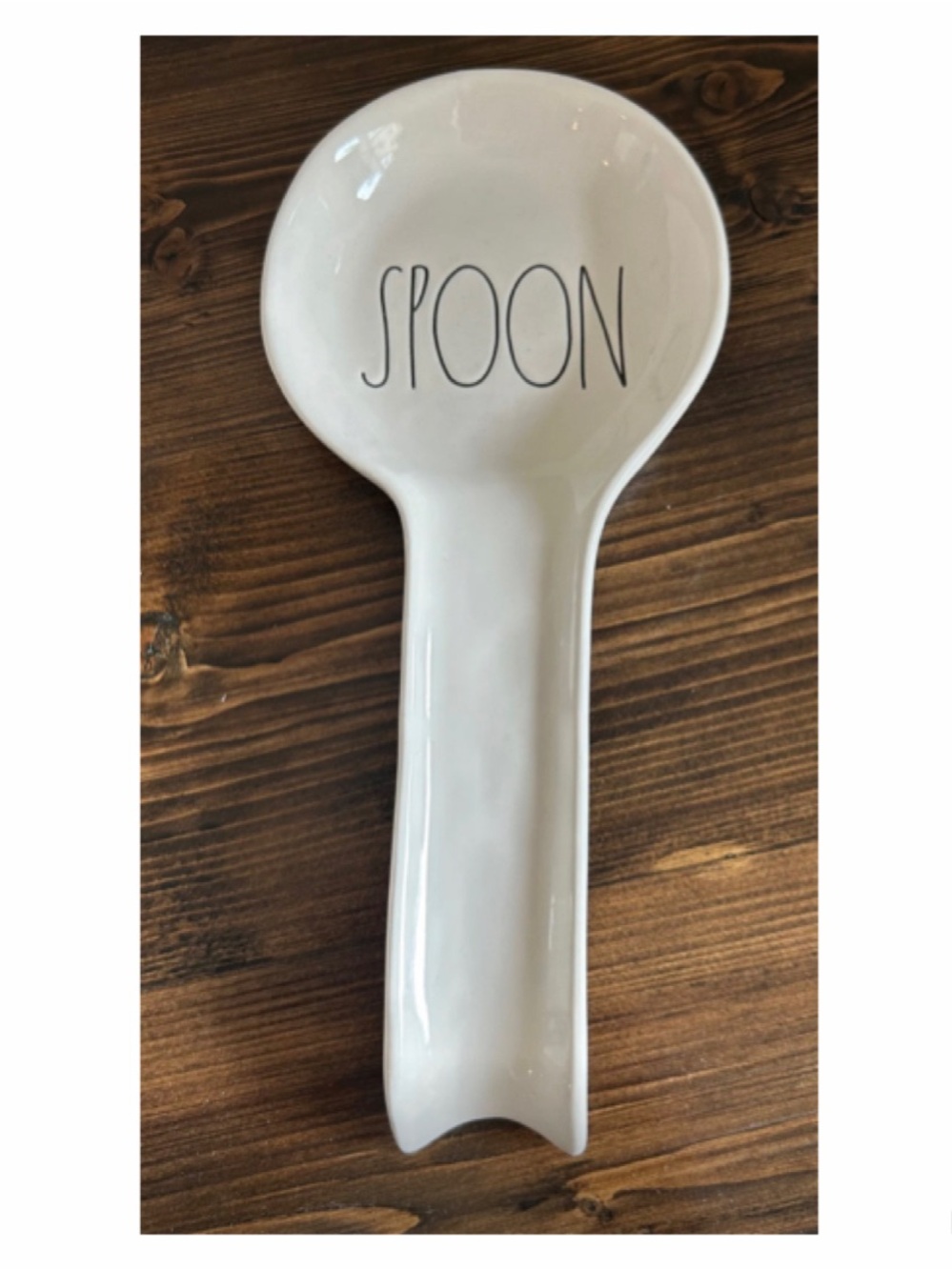 NEW  Rae Dunn "SPOON" Spoon Rest White Ceramic Kitchenware
